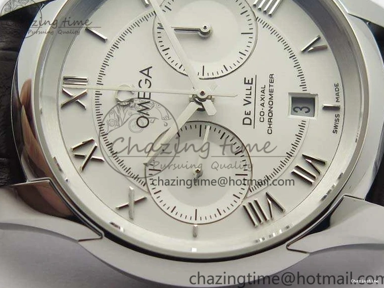 0325 De Ville Chronograph SS OMF 1:1 Best Edition White Dial On Brown Leather strap A Versatile 8111